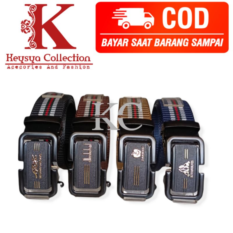 ikat pinggang pria bahan Canvas nylon/ sabuk pria metal bucke