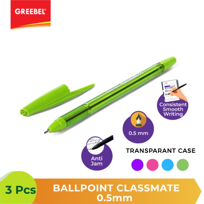 Ballpen Pulpen Greebel Ballpoint Classmate0.5 Black - 3pcs.