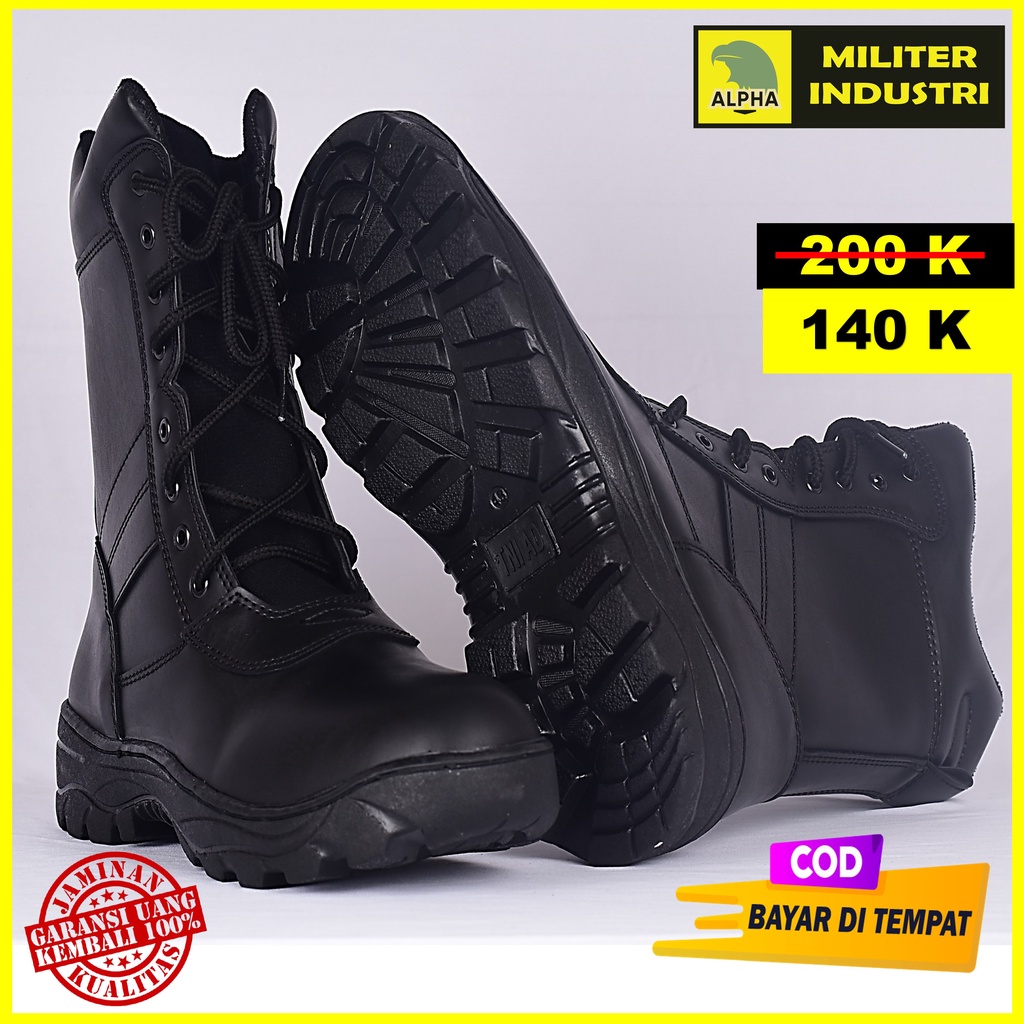 Sepatu Pdl Tni Polri Boots Safety Banser Security Reseleting Kulit Sintetis- LB01