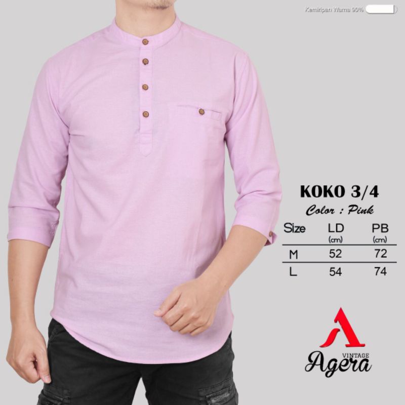 BAJU KURTA KEMEJA KOKO KEMKO  PRIA LENGAN 3/4 ORIGINAL TERBARU AGERA NEW SOFT COLOR