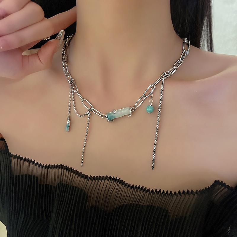 Kalung Choker Bahan Bambu Dengan Rumbai