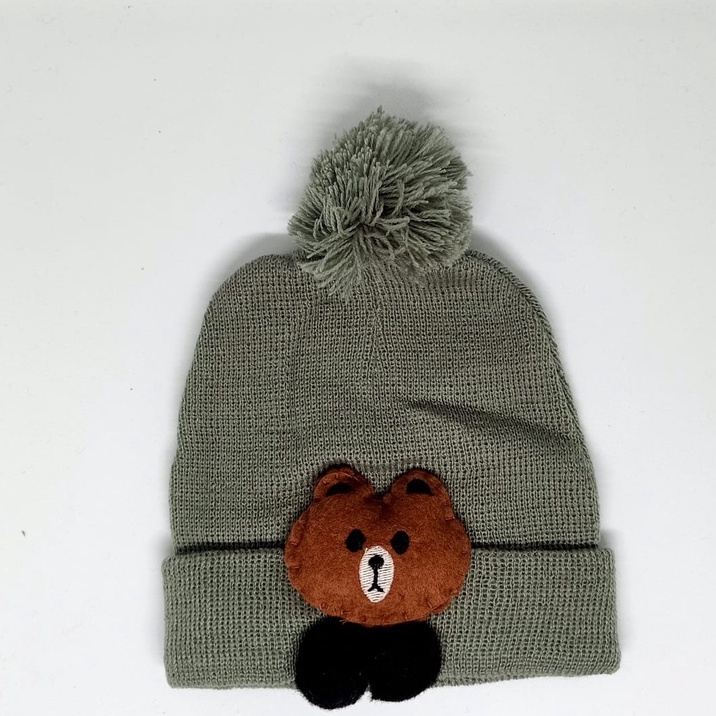 beanie hat kupluk bayi beruang brown lucu / kupluk anak bayi usia 0-3 tahun