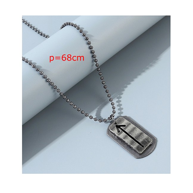 LRC Kalung Fashion Silver Geometric Arrow Round Bead Chain Mens Necklace Y64697