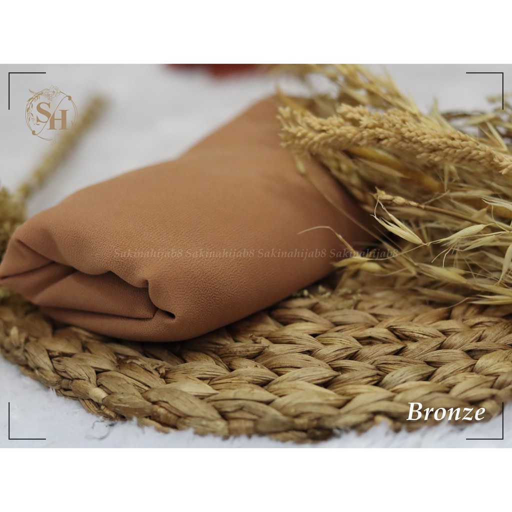 PROMO Pashmina Ceruty Babydoll 200x75 cm jahit tepi CHAPTER1-Bronze