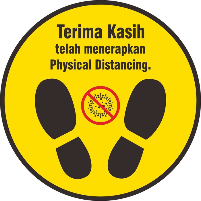  STIKER  JAGA  JARAK  PHYSICAL DISTANCING LANTAI  19X19CM BULAT 