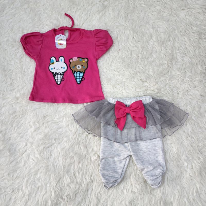 baju bayi perempuan stelan celana tutu jb78