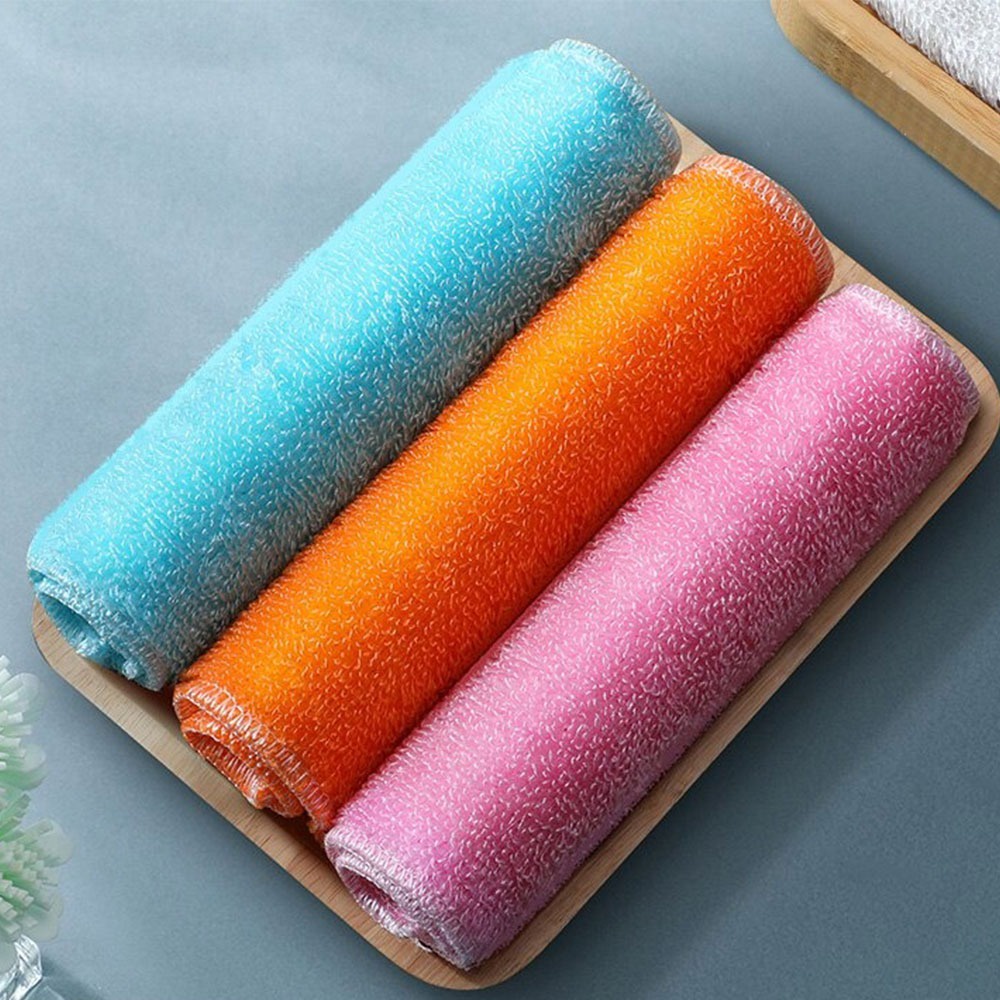 [3 PCS MC] Kain Lap Dapur Multi Color merah Hijau Biru Microfiber Joybos Cleaning Cloth 18 x 23 - Mix Color