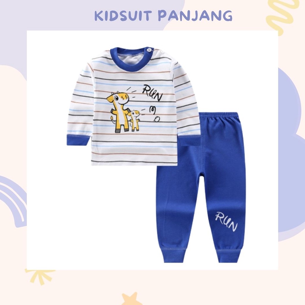 HappyOliver KIDS SUIT PIYAMA PANJANG Setelan Anak Bahan Kaos Celana Berkualitas Import cewek cowok H1-1