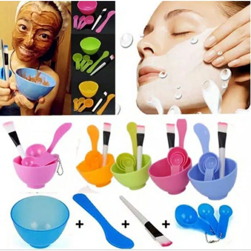 ~ PIYOSHI08 ~ Mangkok Masker Set 4 in 1 Mangkuk Kuas Pengaduk Sendok Set Lengkap Murah AF64