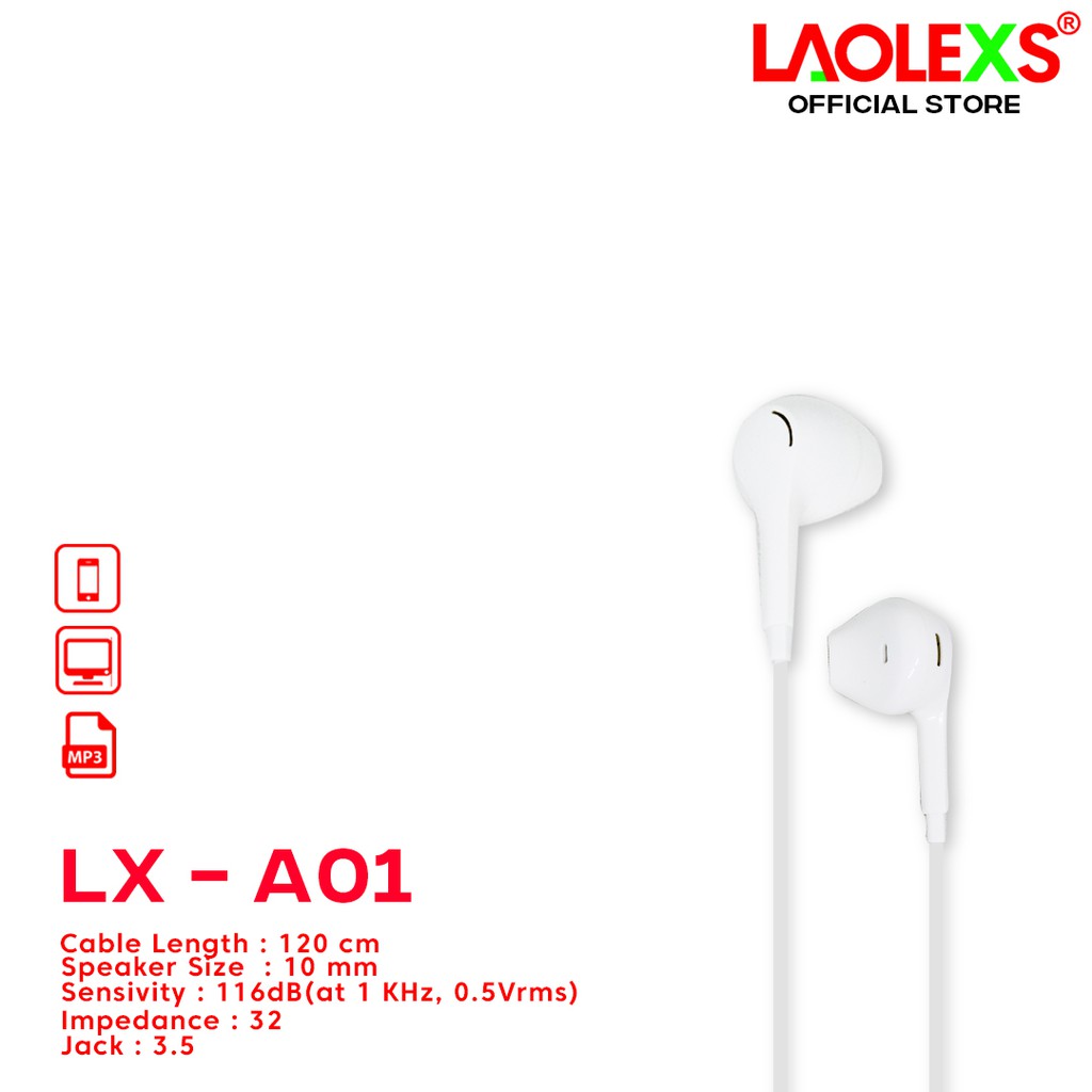 Earphone Original ON-A01 Aksen Mic/Volume Extra Bass For Android or iPhone LAOLEXS