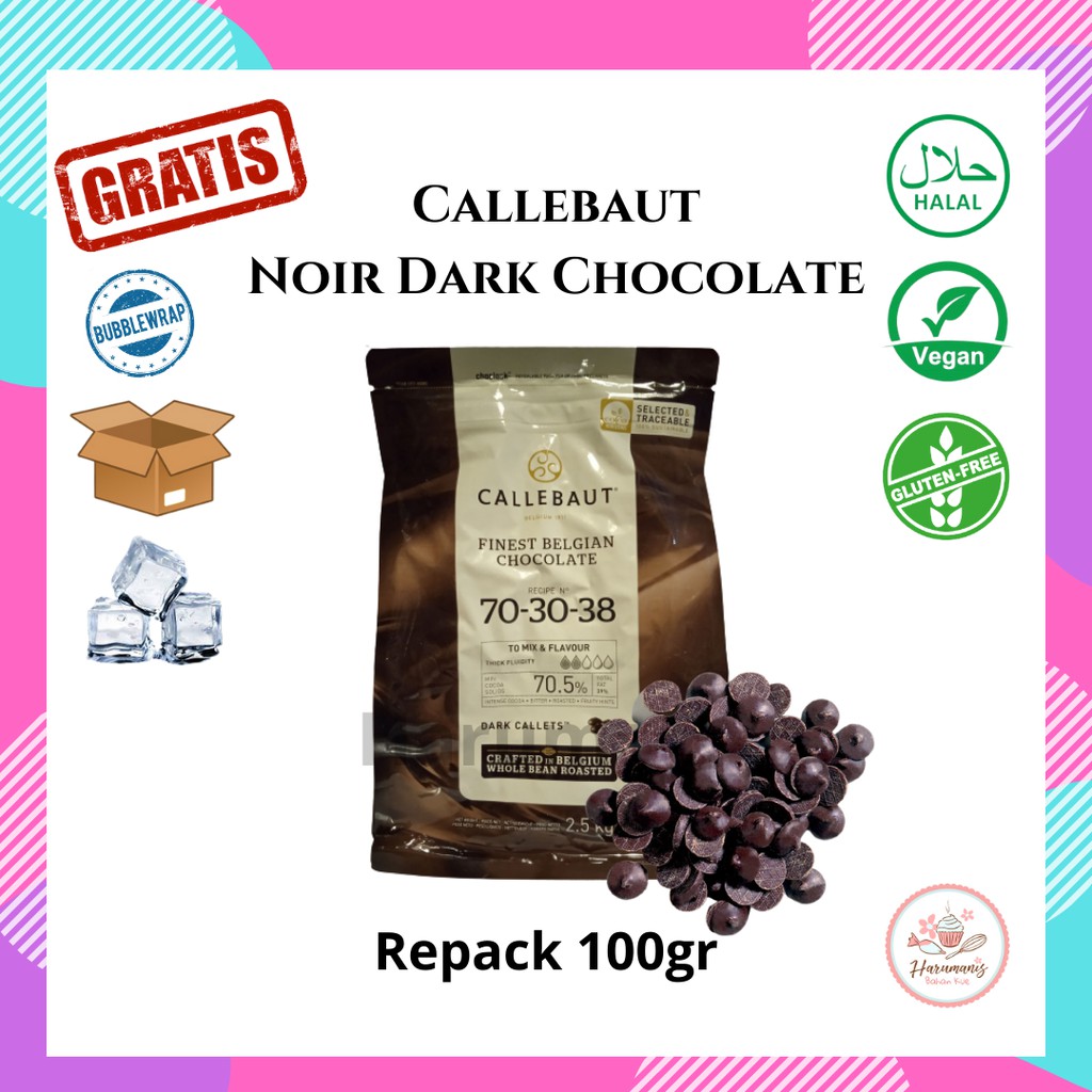 Callebaut Noir Dark Chocolate Coverture 70,5% Kemasan 100gr