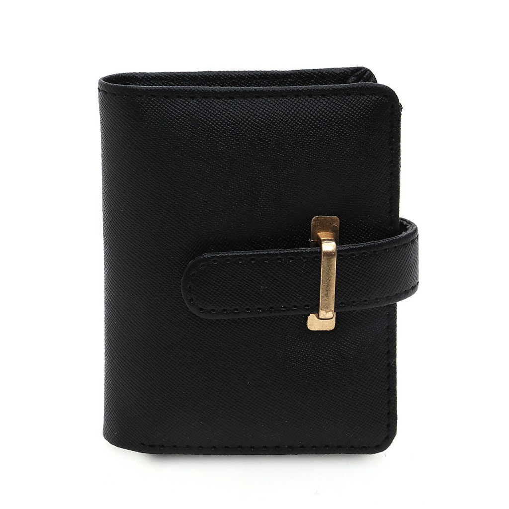 Jareth Dompet Wanita Motif Polos Simple Pengait Slot - Hitam