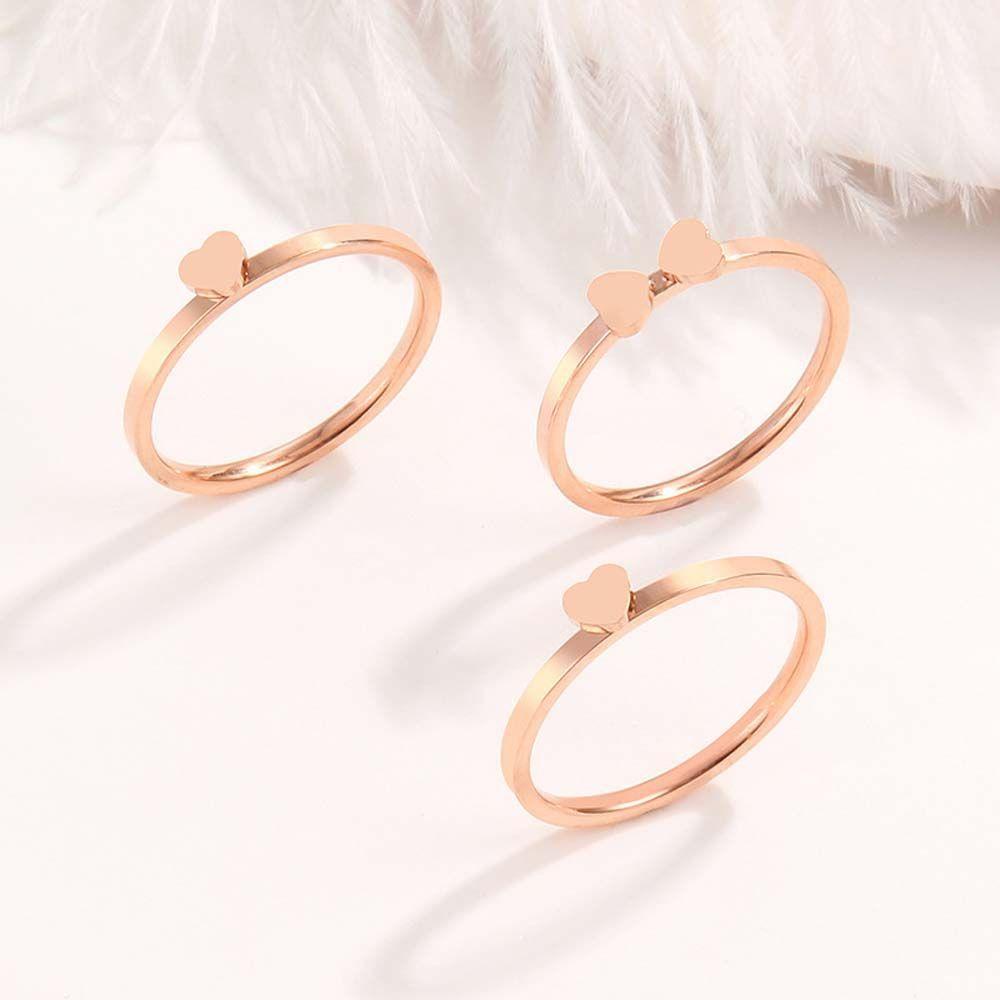 [Elegan] Four-leaf Clover Ring Best Friend Elegan Hati Cinta Hati Four-Leaf Clover Peach Heart Women Rings