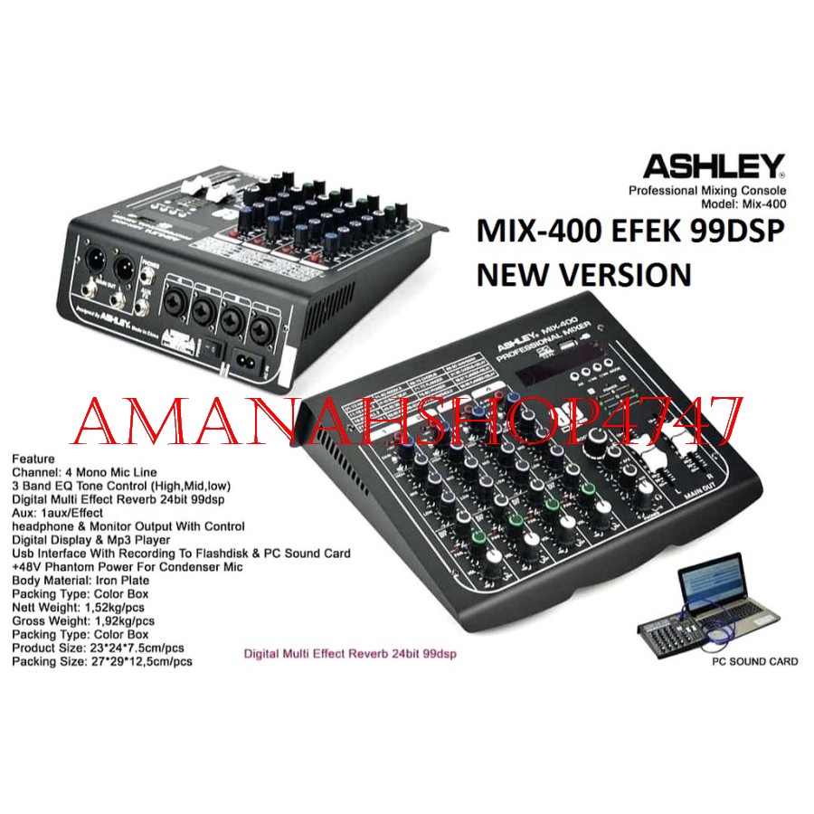 MIXER ASHLEY MIX400 ASHLEY MIX 400 ORIGINAL NEW VERSION 99DSP