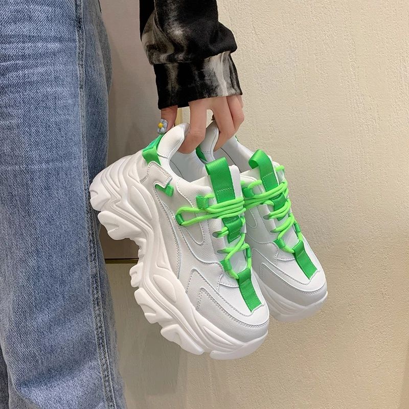 Sneakers Platform Sepatu Kasual Wanita Fashion Beralas Tebal Basket Latihan Wanita Sneakers Chunky Wanita Sepatu Zapatillas (P002)-6