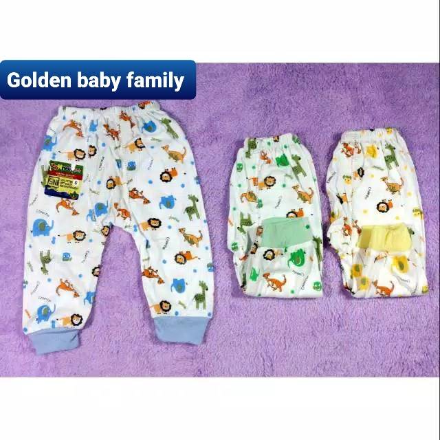 3 pcs Celana Panjang Zahdan Double Putih Full Print Size S-XL