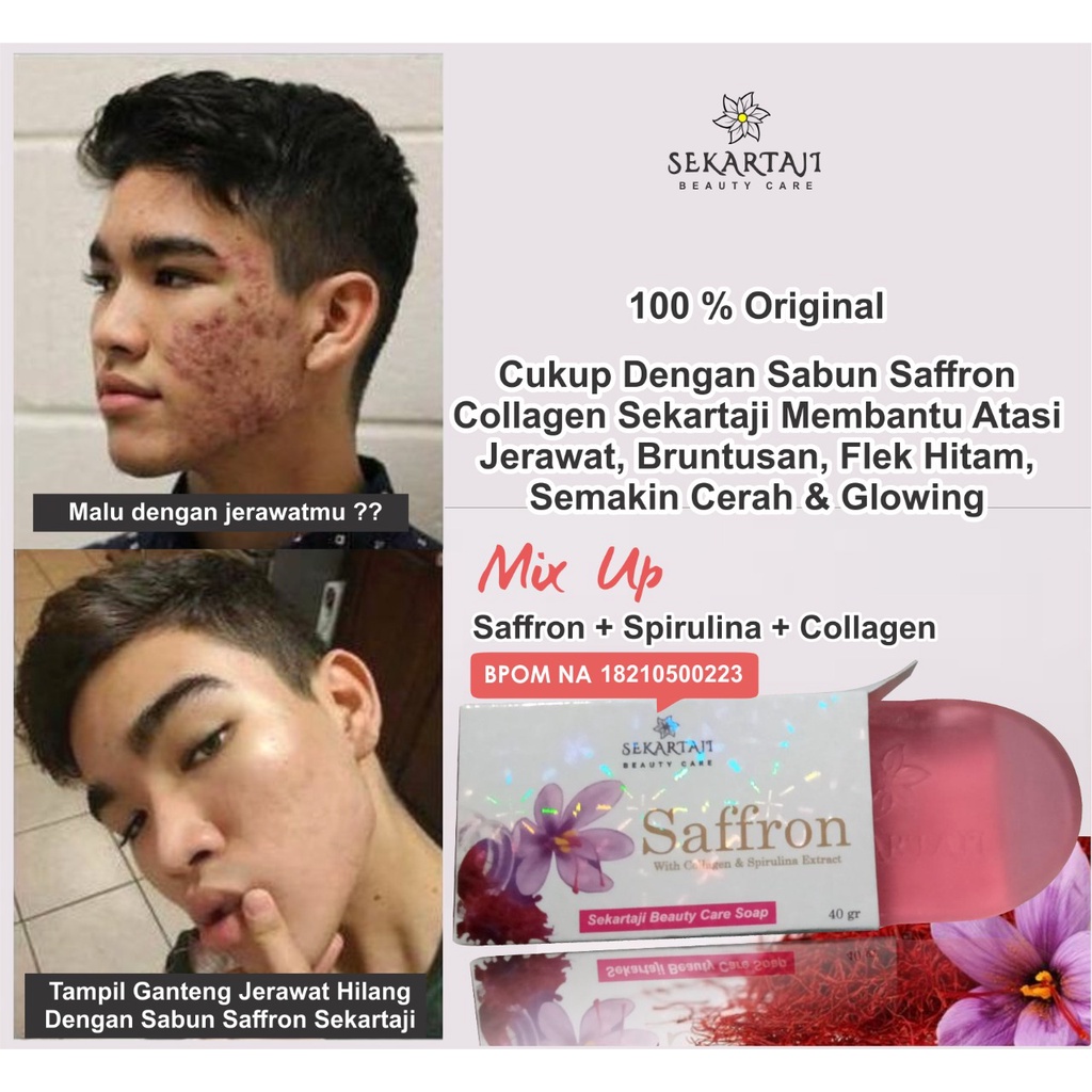Sabun Safron Collagen Pemutih Wajah dan Penghilang Flek Hitam Ampuh / Sabun Saffron Sekartaji