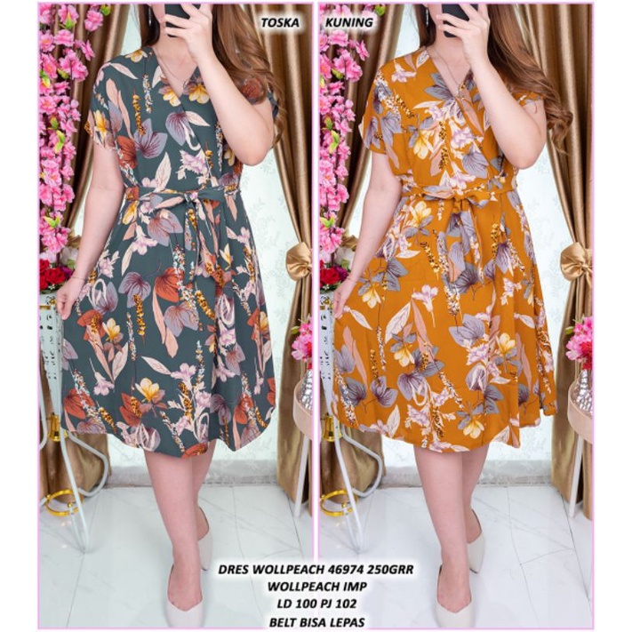 MIDI DRES BUNGA DRES KANTOR BAJU KE GEREJA DRES NATAL DRES KOREA VINTAGE ASD 469744