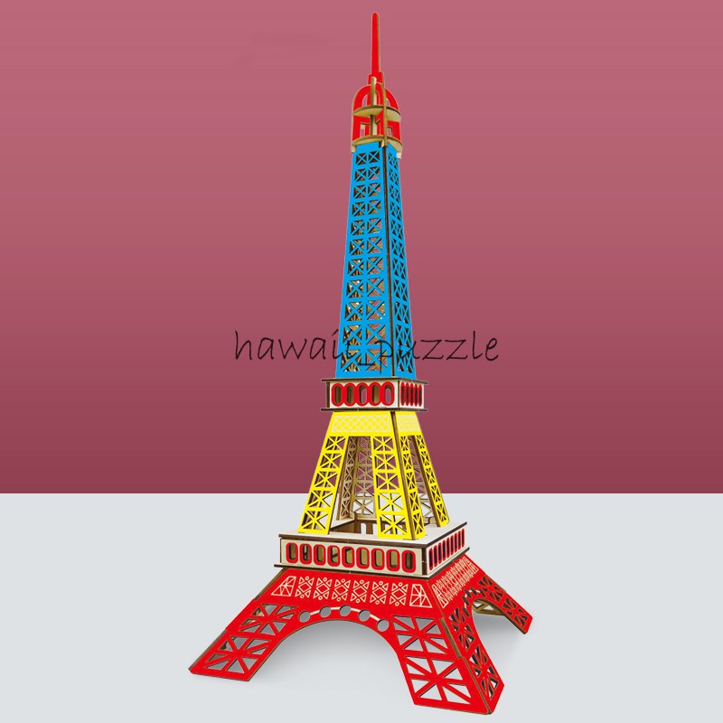 Puzzle 3D DIY bahan kayu model EIFEL TOWER mainan puzzle edukasi anak(kado dan pajangan)