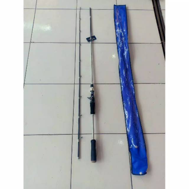 Joran Bc Baitcasting Utecate 198cm Carbon Hollow Silver dan Biru