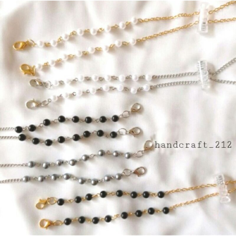 Strap Mask 2 in 1 / Aesthetic Mutiara Satin Zoya / Konektor Hijab 2 in 1 / Strap & Konektor Rantai
