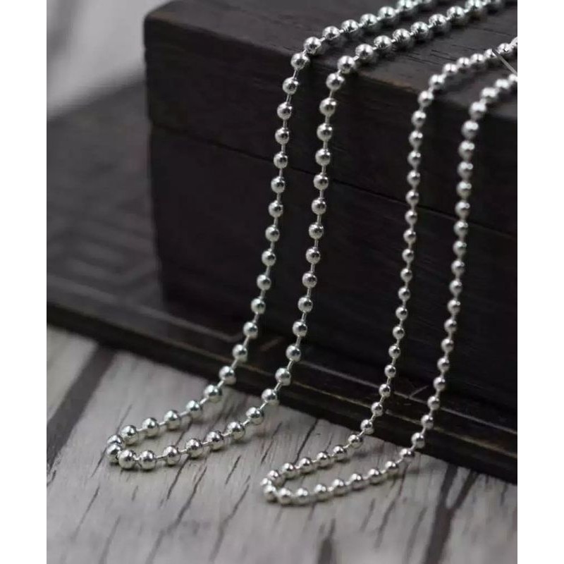 Kalung polos silver titanium untuk pria wanita anti karat promo