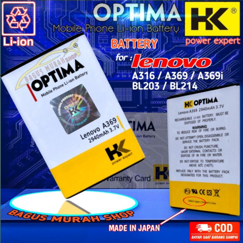 Baterai BATRE Battery Batrai Lenovo A316 A369 A369i BL203 BL214 DOUBLE POWER Double IC Protection