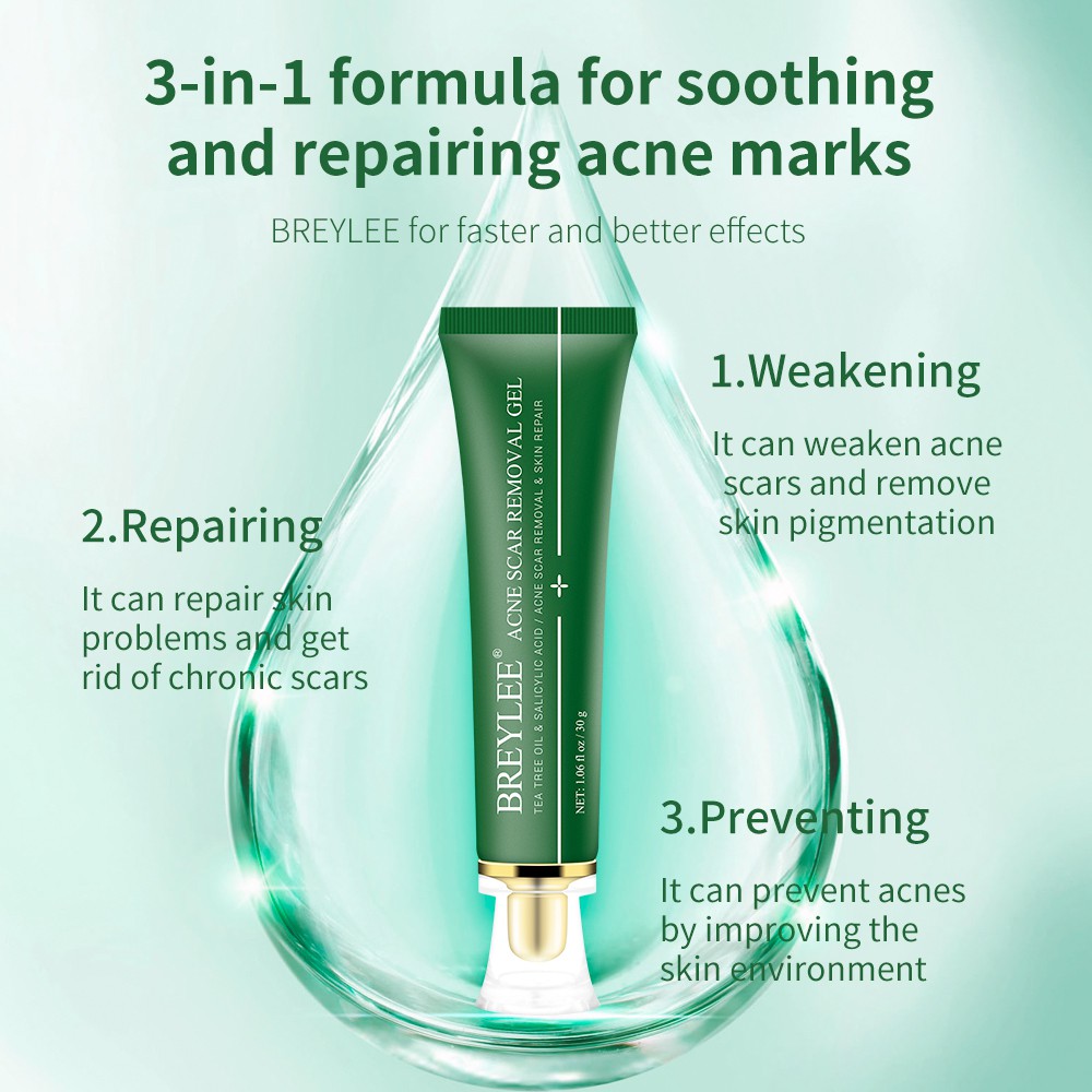 BREYLEE Tea Tree Acne Marks Gel BREYLEE Scar Removal Gel Memudarkan Bekas Jerawat &amp; Memperbaiki Kulit Wajah 30gr