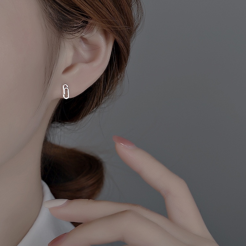 Papaozhu Ins Trendi s925 Perak Peniti Stud Anting Untuk Wanita Gadis Minimalis Hadiah Perhiasan