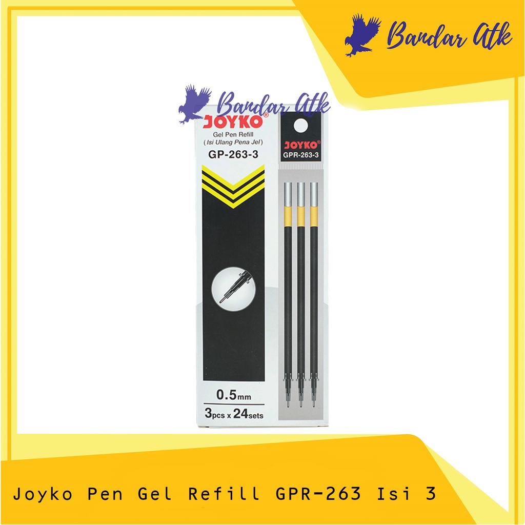 

ISI PULPEN JOYKO GPR 263-3 HITAM REFILL GEL PEN [1 BOX 24 PCS]
