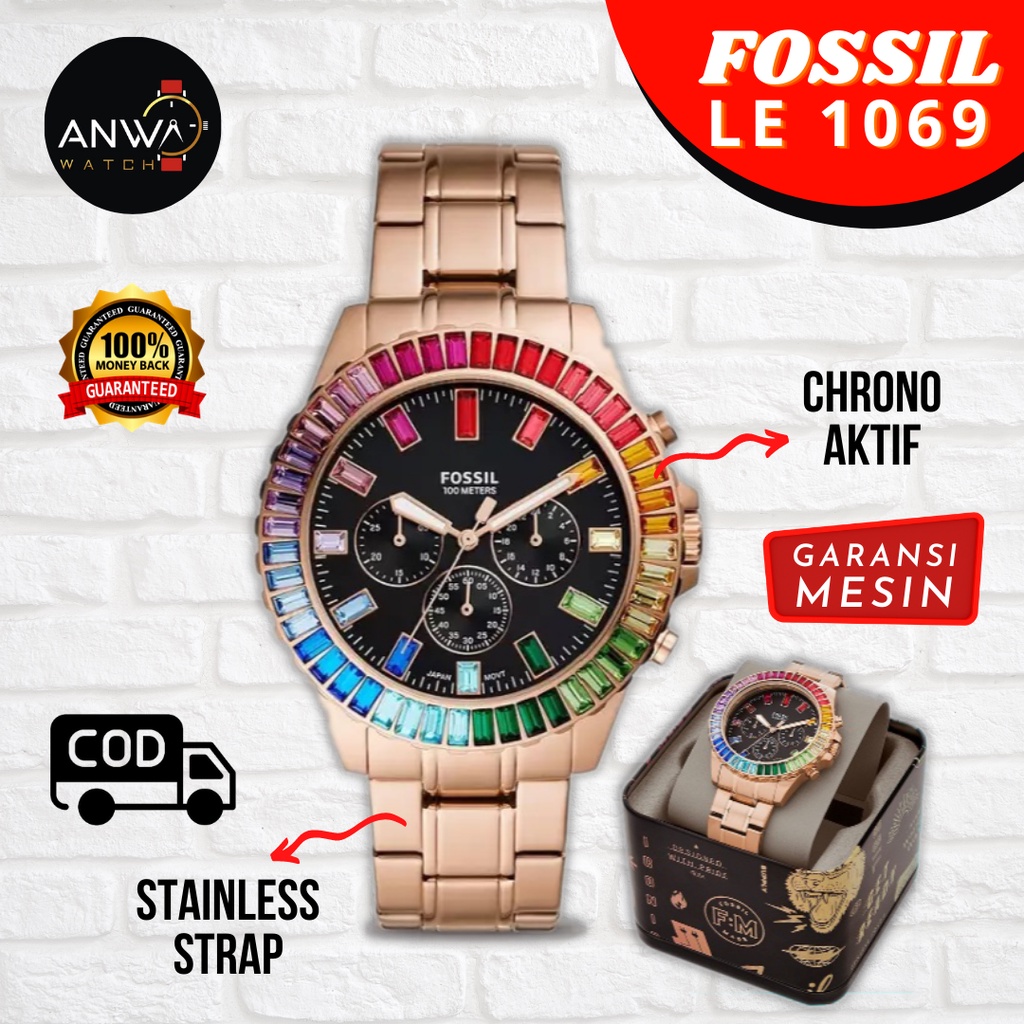 COD JAM TANGAN PRIA WANITA FOSSIL FOSIL GRAND SERIES LE 1069 RANTAI STAINLESS ROSEGOLD ORIGINAL