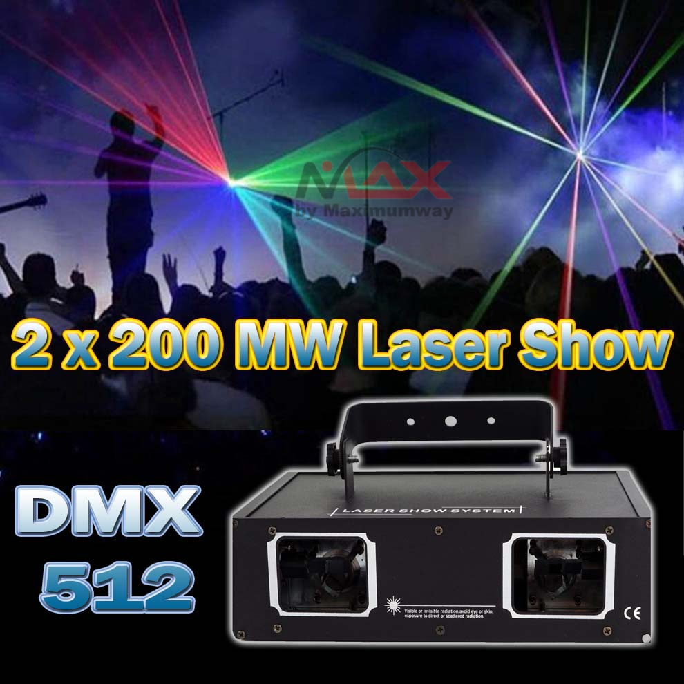 2 X 200Mw Laser Show Stage Professional DMX port Laser Panggung konser dan acara Pesta Disco DJ Double hole disco DJ laser line RGB scanner projector DMX512 stage lighting effects dance bar Christmas party wedding lights Double Hole Full Color Line Lights