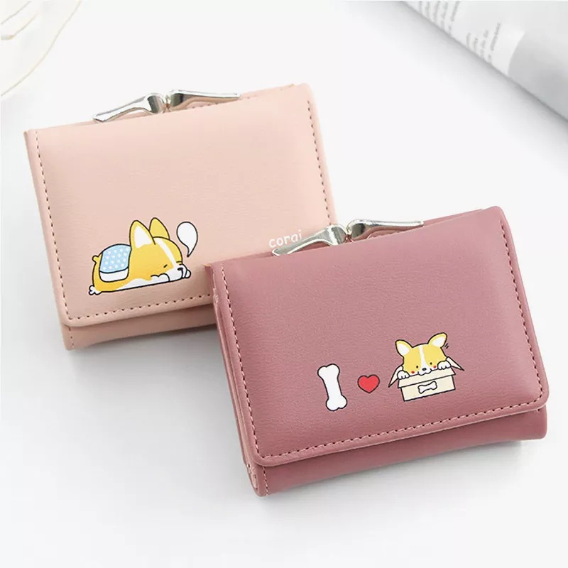 New Dompet Lipat Mini A59 Wanita Motif Animal Lucu Bahan Pu Leather Import AFM