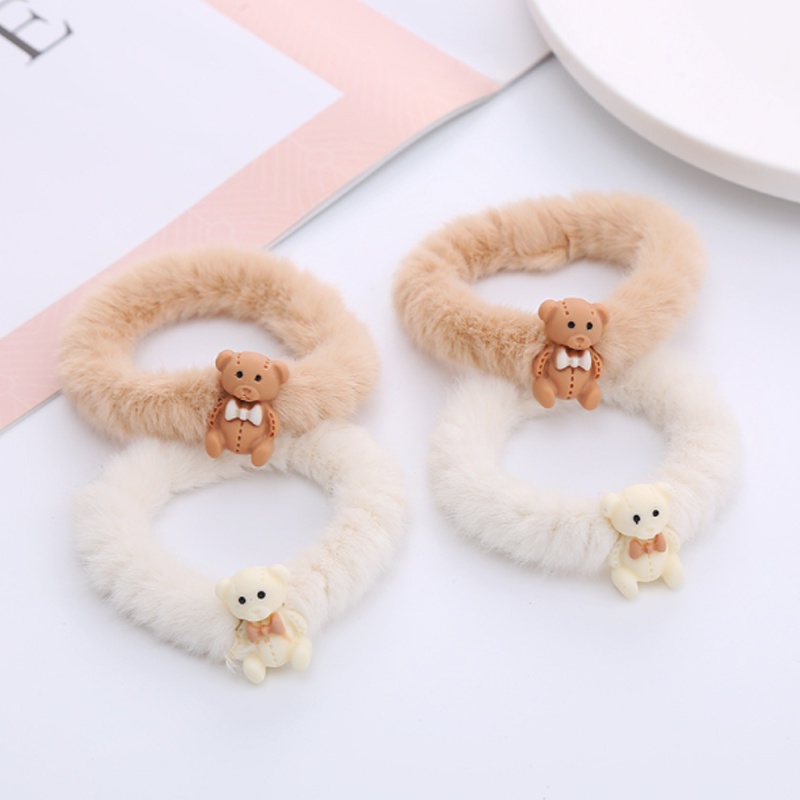 COD✨Ikat Rambut Cute Plush Hair Loop Kelinci Beruang Bentuk Busur Karet Karet Elastis Aksesoris Wanita Rambut Impor Fashion Korea Murah