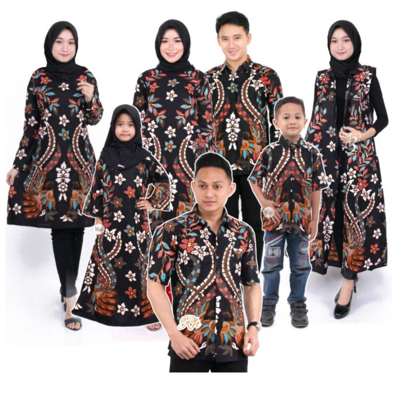 Baju Couple Sarimbit keluarga Motif Cendrawasih WARNA / Baju couple keluarga Muslimah