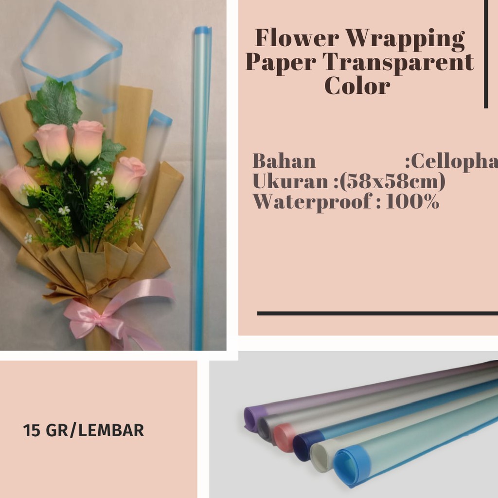 Flower Wrapping Paper Transparant color | Kertas Pembungkus Polos
