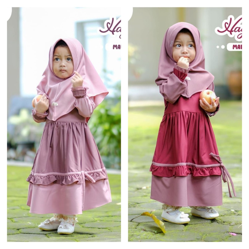 SET GAMIS ANAK PEREMPUAN DRESS SETELAN HIJAB JILBAB KHIMAR BAJU BUSANA MUSLIM KIDS BABY BAYI COUPLE 
