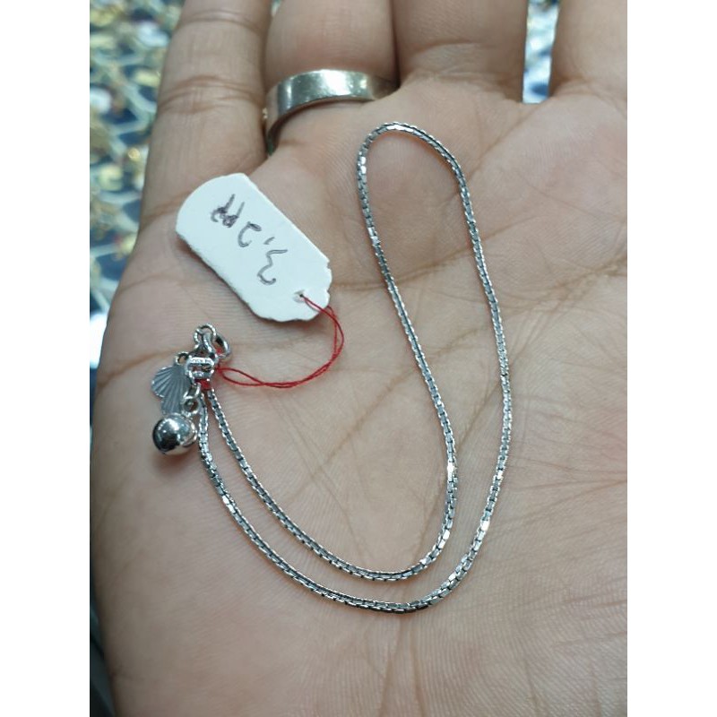 gelang kaki emas putih kadar 750 model italy simple