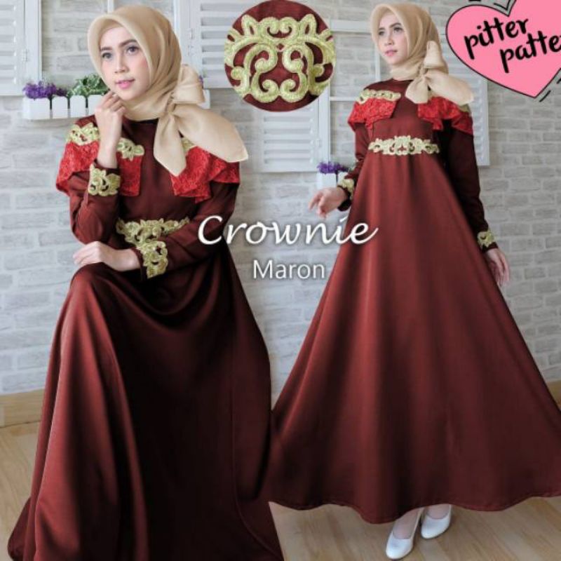 BAJU GAMIS LONG DRESS MAXY BAHAN BRUKAT BROKAT RENDA TERUSAN ROK PANJANG MEWAH MURAH KEKINIAN 1