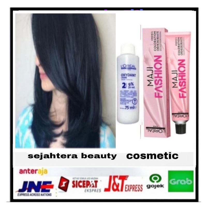 Cat Rambut Loreal majirel maji fashion 2.10 blue black/blue slate +oxydant 75ml