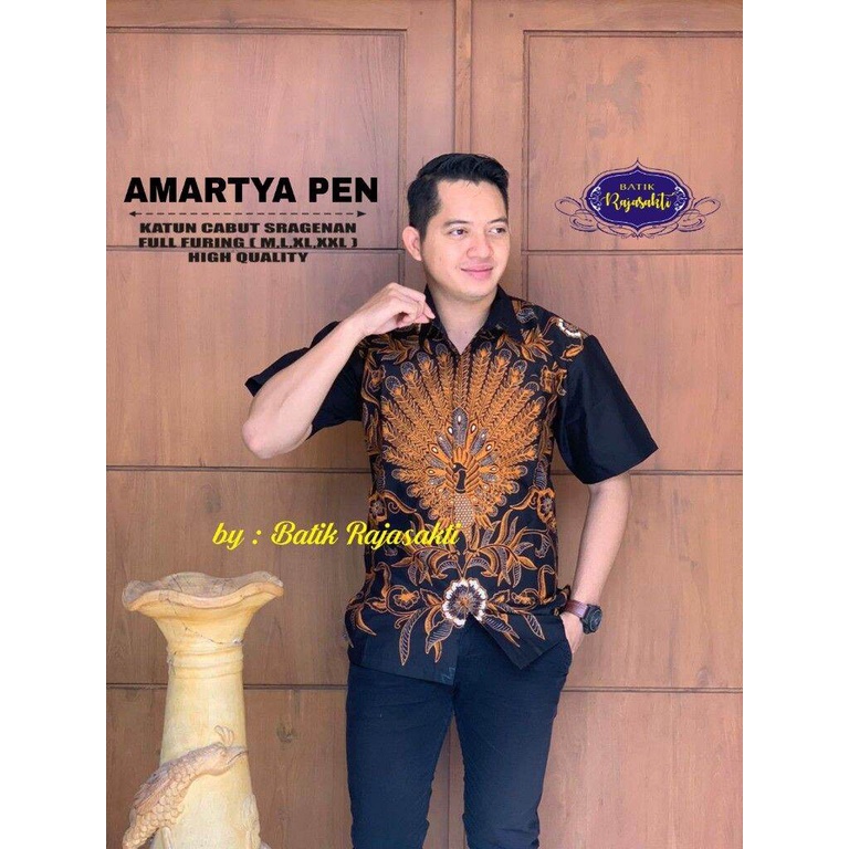 Kemeja batik pria motif merak mekrok baju batik lengan panjang pendek pria batik berfuring terbaru