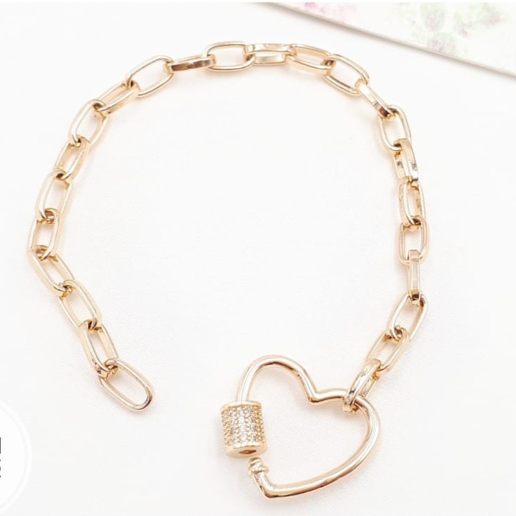 Gelang Xuping Remaja Rantai Emas Hati Love Unik Mewah Perhiasan Lapis Emas Asli (REAL PICT) COD