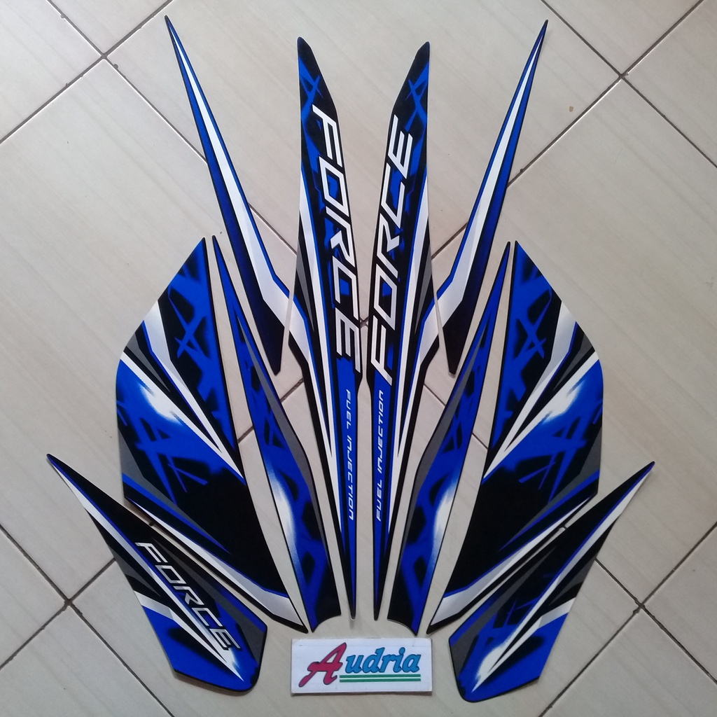 Sticker Striping yamaha Vega force 2015 full hitam-biru