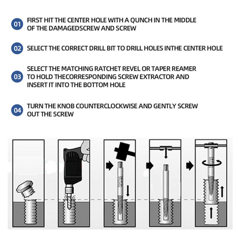6pcs Screw Extractor / Pembuka Baut Patah / Pencabut Baut Patah