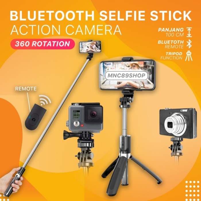 Tongsis Selfie Stick L02 3in 1 Tripod&amp;Bluetood Shutter Original