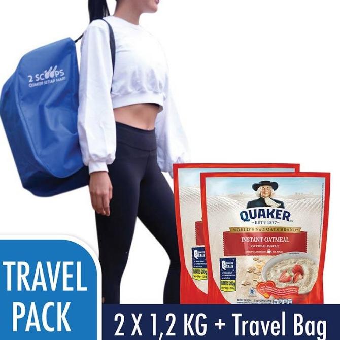 

Paket QUAKER Instant Oatmeal 1200gr x 2 + Travel Bag Quaker