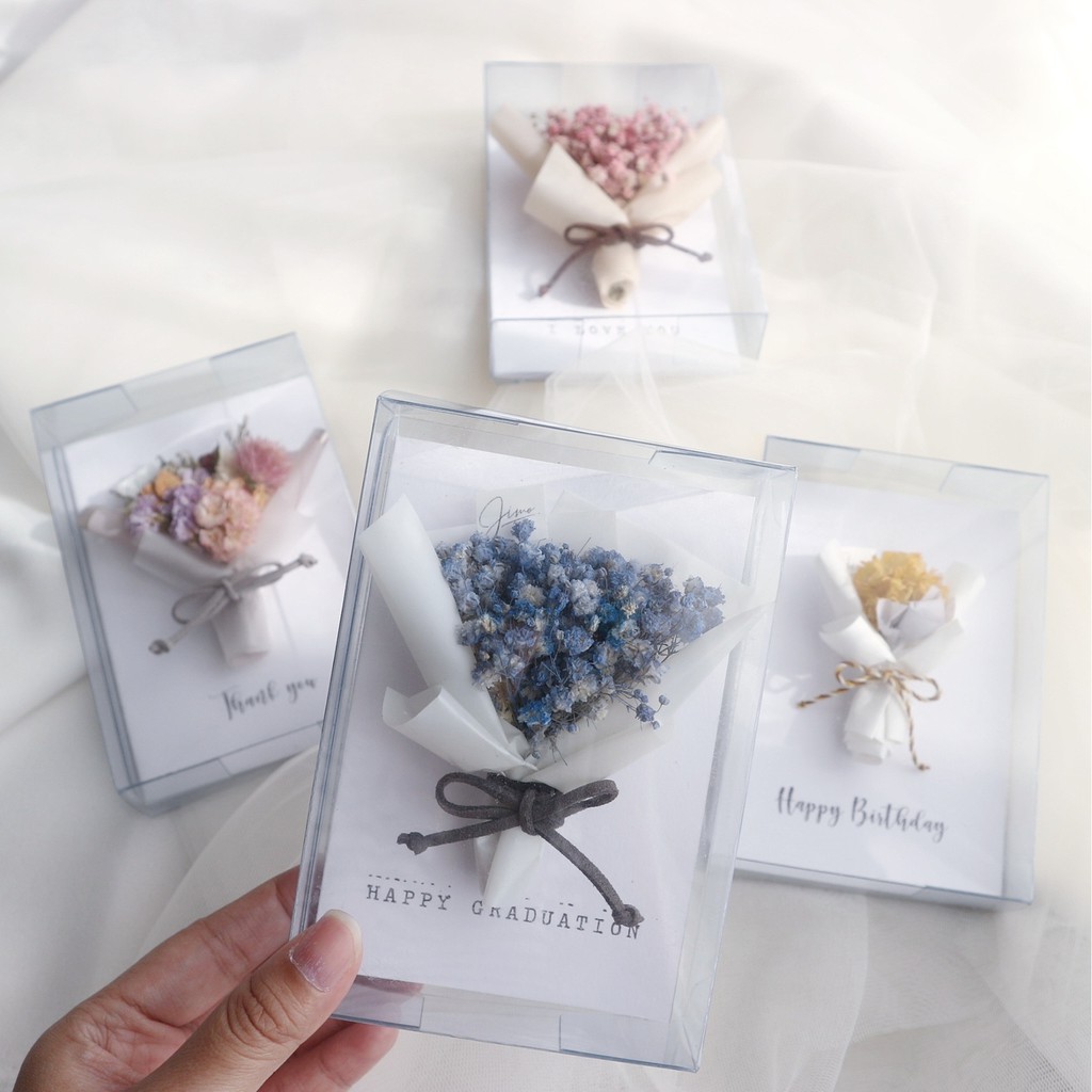 Dried flower card / Kartu buket bunga kering mini dalam