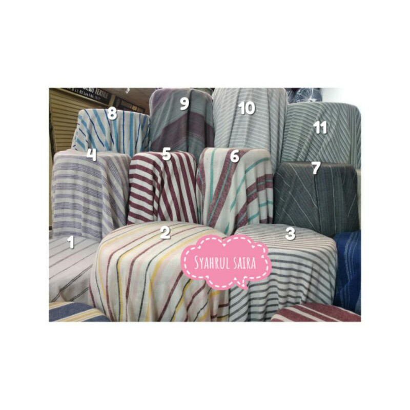 katun linen/katun linen import motif salur terbaru