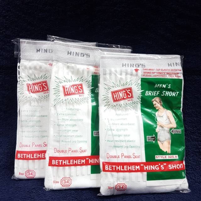 3 pc Celana dalam pria merk Hing Hongkong uk. 32, 34, 36