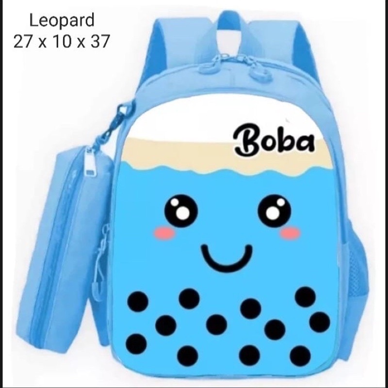 Tas ransel boba 2in1 tas sekolah anak TK SD tas ransel anak motif boba tas boba kekinian 2in1